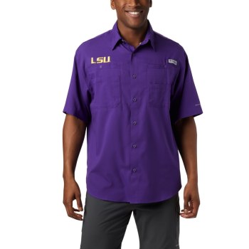 Columbia Muške Košulje - Collegiate PFG Tamiami Short Sleeve - LSU Ljubičaste | MJAY-30954
